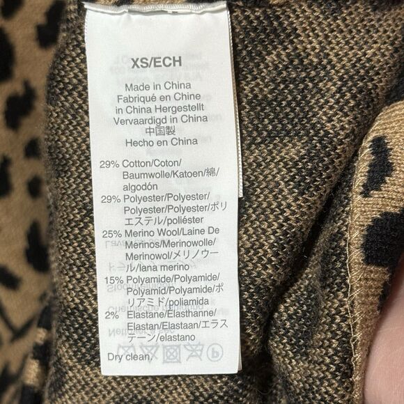 J. Crew MockNeck Sweater Dress Leopard Knit Pullover Merino Wool Blend Women XS - Picture 12 of 14